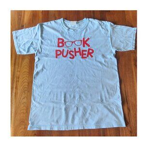 Book Pusher T-Shirt.  Men's Large. Light Blue